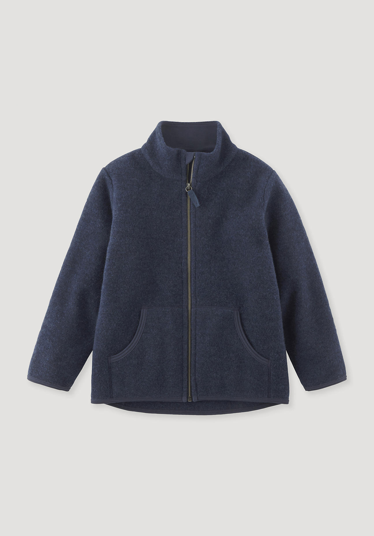 hessnatur Kinder Wollfleece Jacke Regular aus Bio-Merinowolle - blau Grösse146/152 von hessnatur