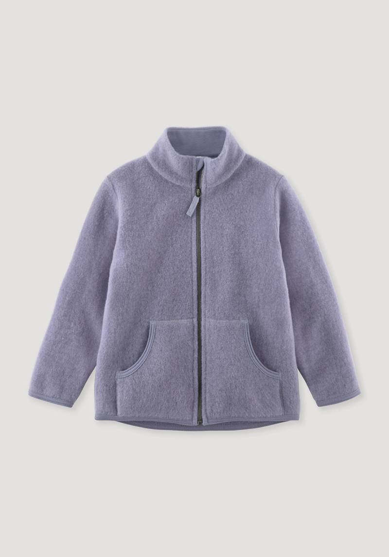 hessnatur Kinder Wollfleece Jacke Regular aus Bio-Merinowolle - lila Grösse110/116 von hessnatur