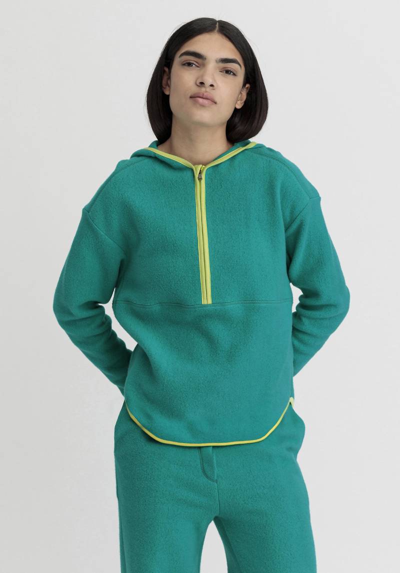 hessnatur Loungewear Fleece Hoodie Relaxed ACTIVE LIGHT aus Bio-Baumwolle - grün GrösseL von hessnatur