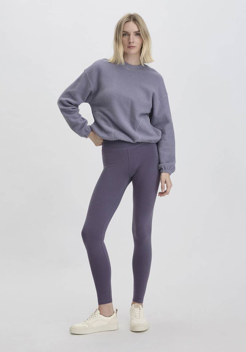 hessnatur Loungewear Leggings Fitted Medium Cut ACTIVE LIGHT aus Bio-Baumwolle - dunkles violett GrösseL/k von hessnatur