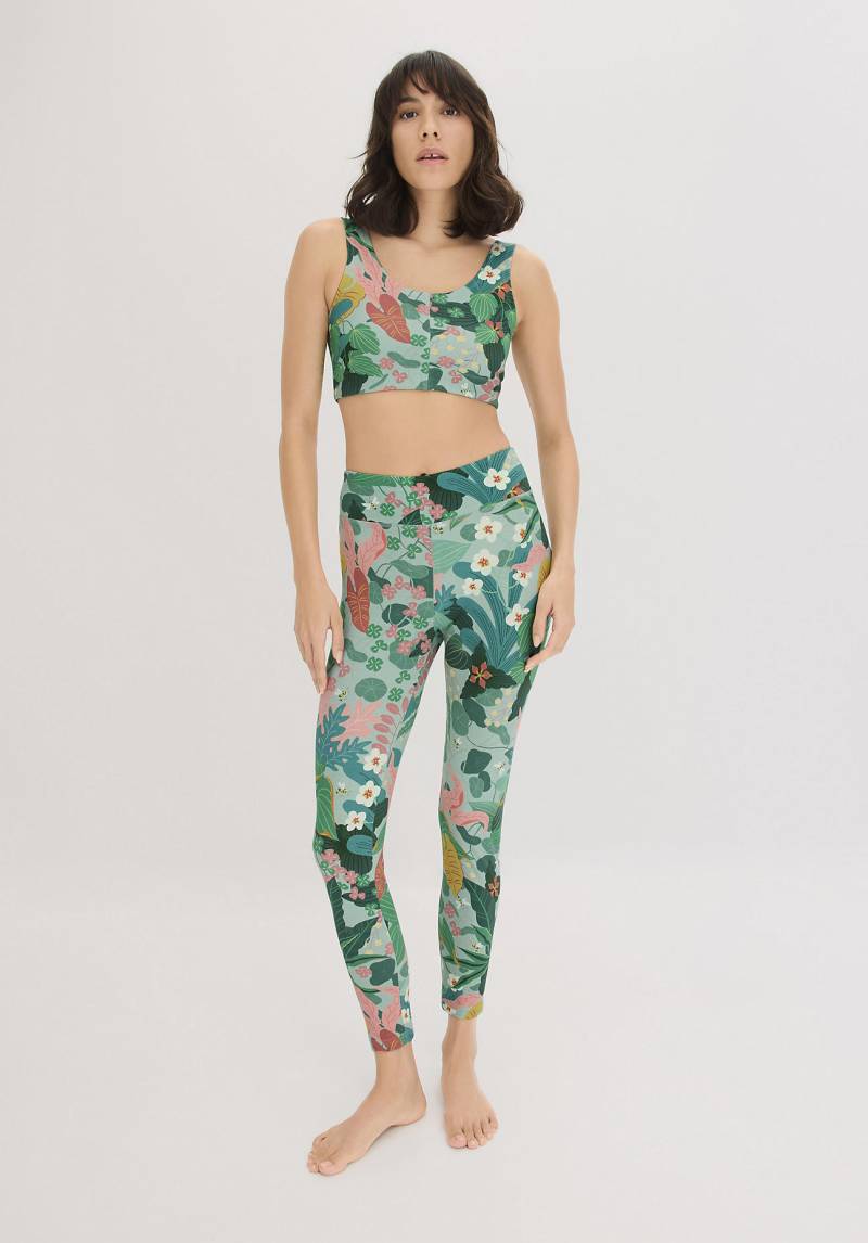 hessnatur Loungewear NAITO x HESSNATUR Print Leggings Medium Cut ACTIVE LIGHT aus Bio-Baumwolle - grün GrösseM von hessnatur