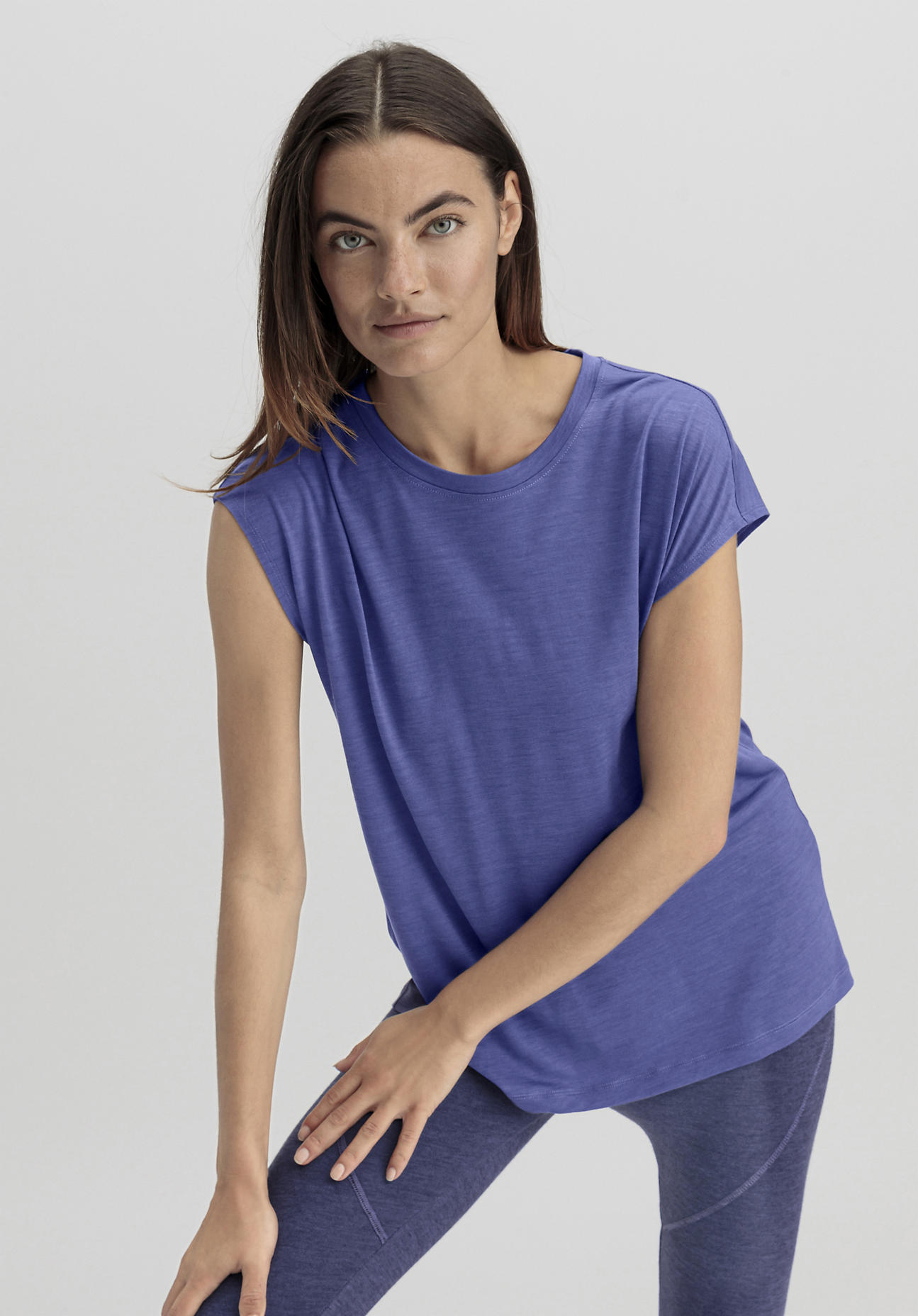 hessnatur Loungewear Shirt Relaxed ACTIVE FUNCTIONAL aus Bio-Merinowolle und TENCEL™ Lyocell - blau Grösse34 von hessnatur