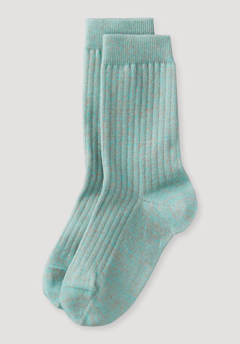 hessnatur Mouliné-Socken aus Bio-Baumwolle - grün Grösse35-37 von hessnatur