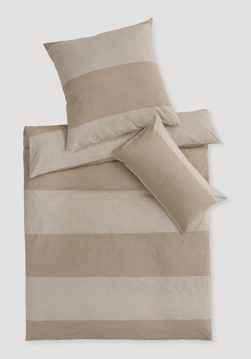 hessnatur Renforcé Bettwäsche-Set RENA aus Bio-Baumwolle - beige Grösse155x220 / 80x80 cm von hessnatur