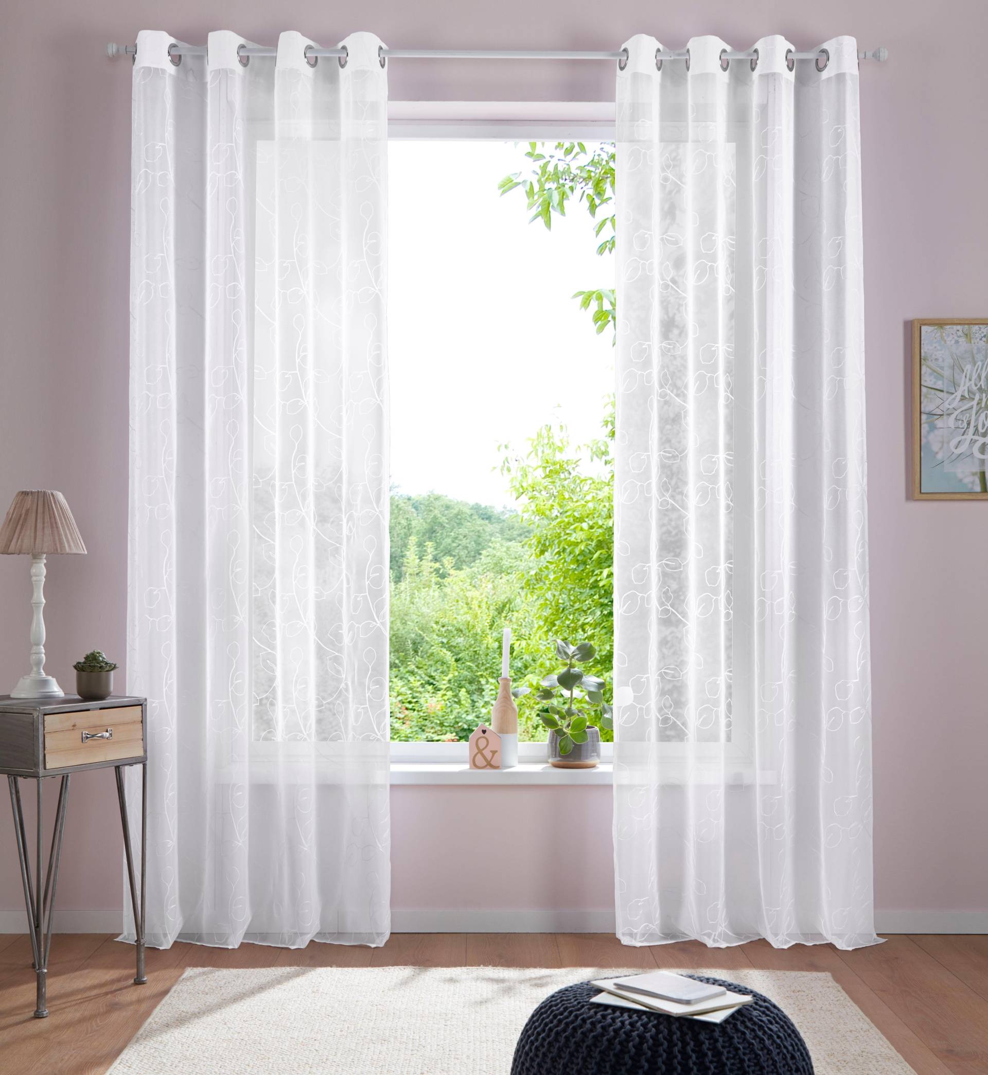 Home affaire Gardine »Adele«, (1 St.), transparent, mit floraler Stickerei, Voile Home affaire Gardine »Adele«, (1 St.), transparent, mit floraler Stickerei, Voile von home affaire