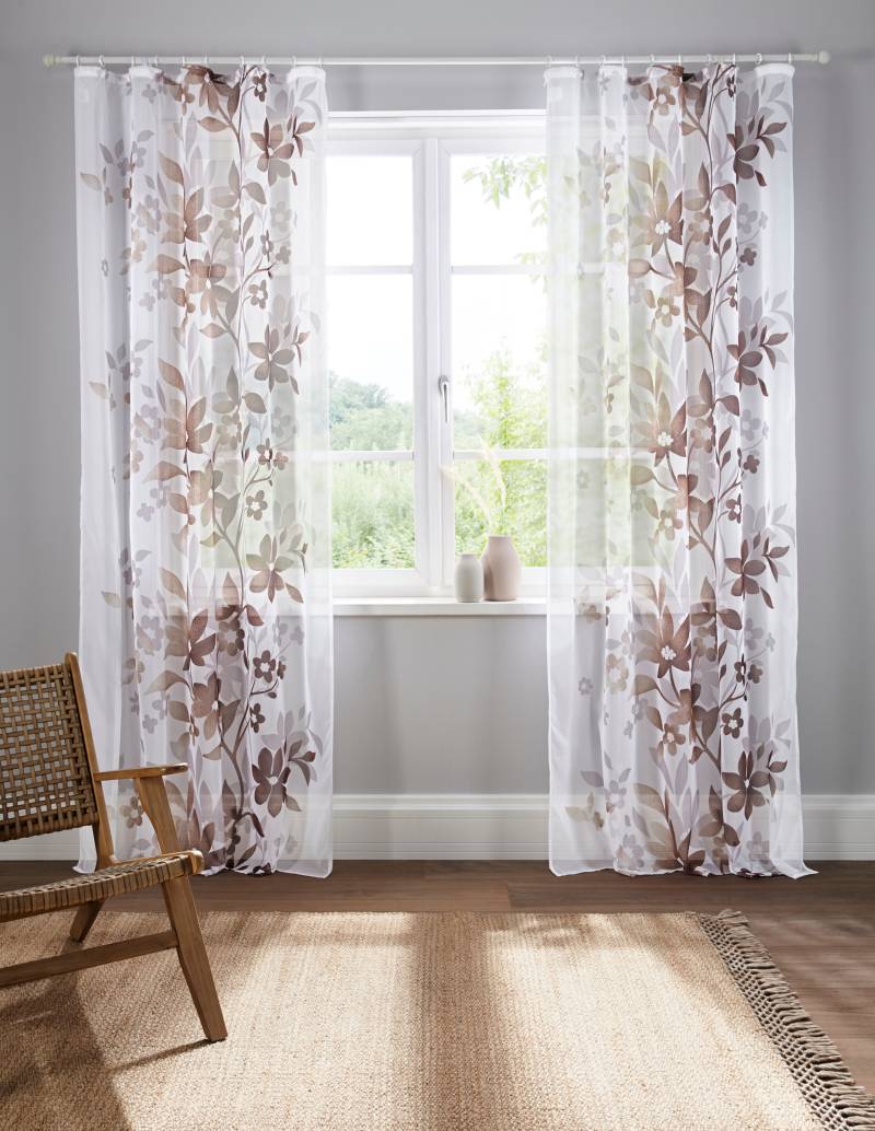 Home affaire Gardine »Ina«, (2 St.), transparent, 2-er Set, einseitig bedruckt, Voile von home affaire