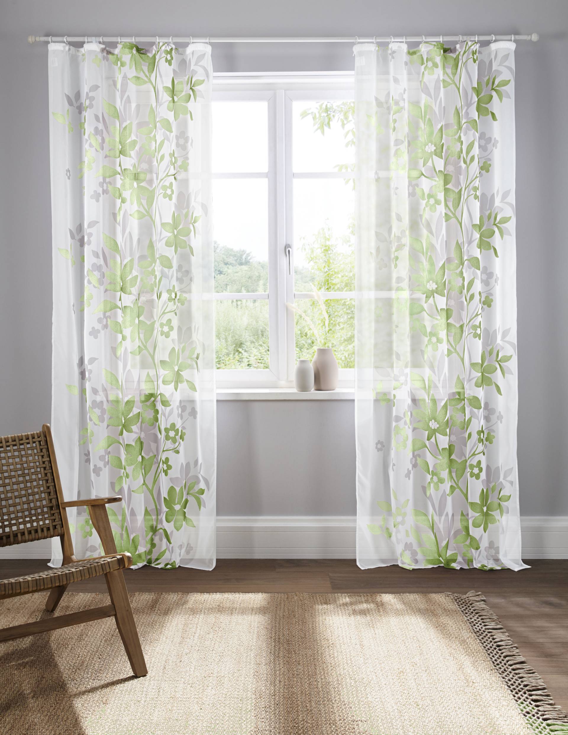 Home affaire Gardine »Ina«, (2 St.), transparent, 2-er Set, einseitig bedruckt, Voile von home affaire