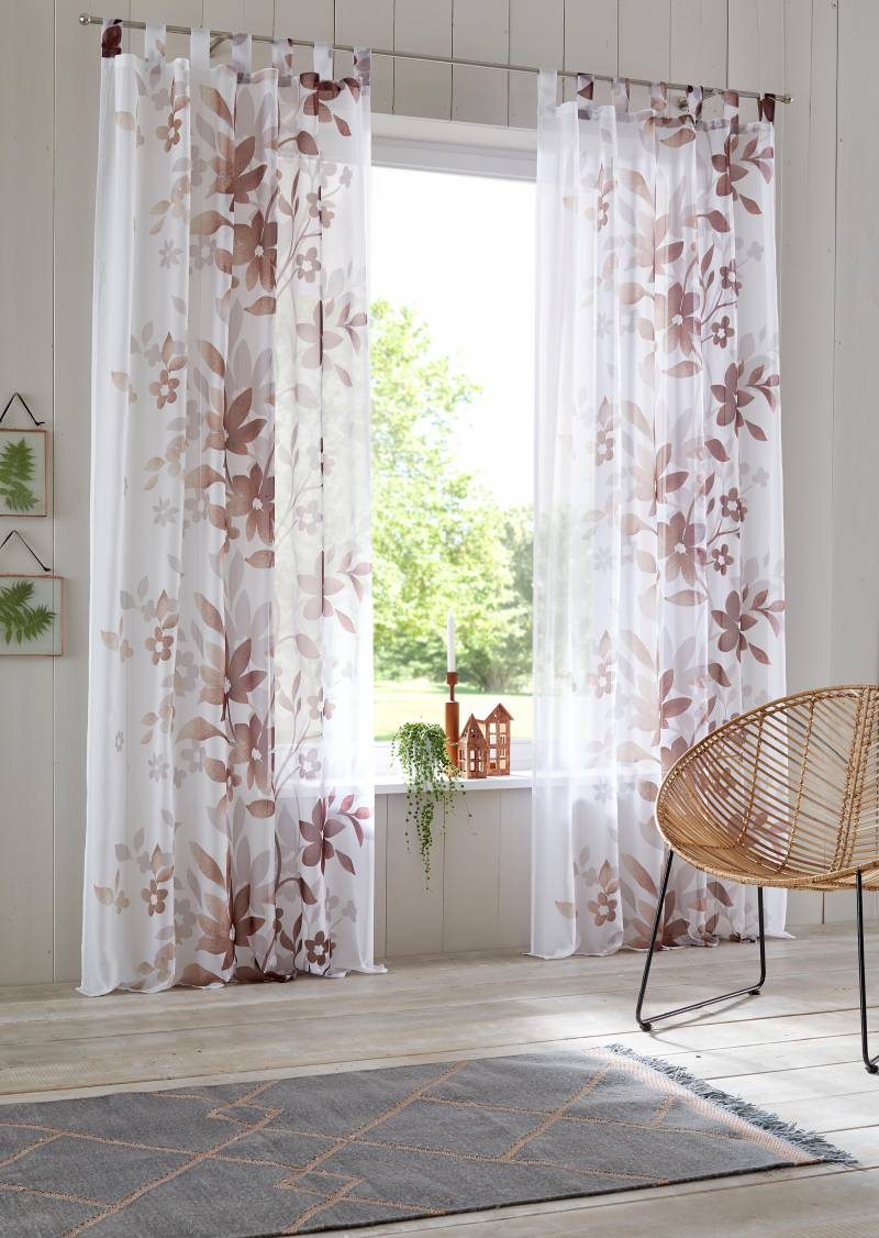 Home affaire Gardine »Ina«, (2 St.), 2-er Set, einseitig floral bedruckt, Voile, Blumen von home affaire