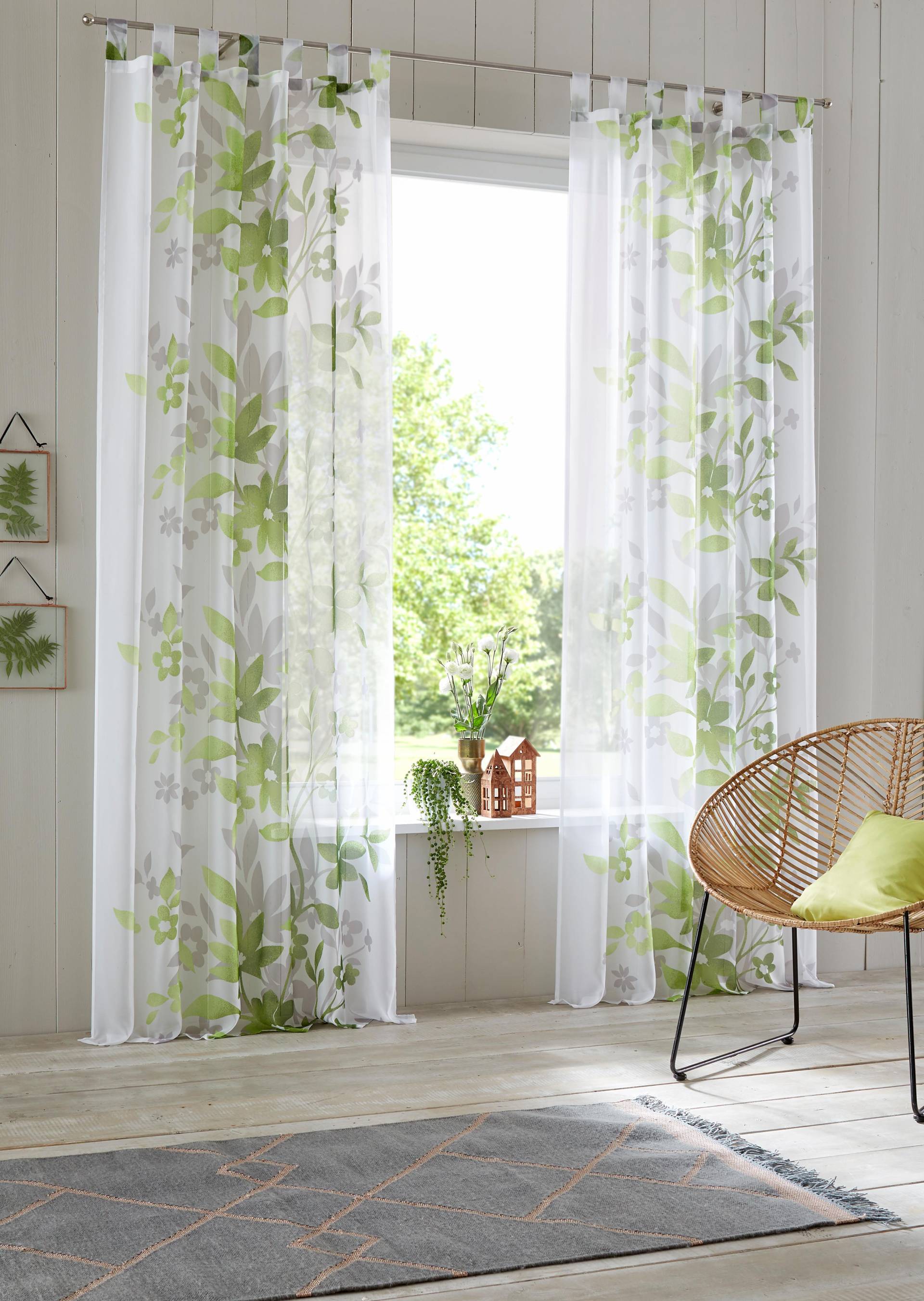 Home affaire Gardine »Ina«, (2 St.), 2-er Set, einseitig floral bedruckt, Voile, Blumen Home affaire Gardine »Ina«, (2 St.), 2-er Set, einseitig floral bedruckt, Voile, Blumen von home affaire