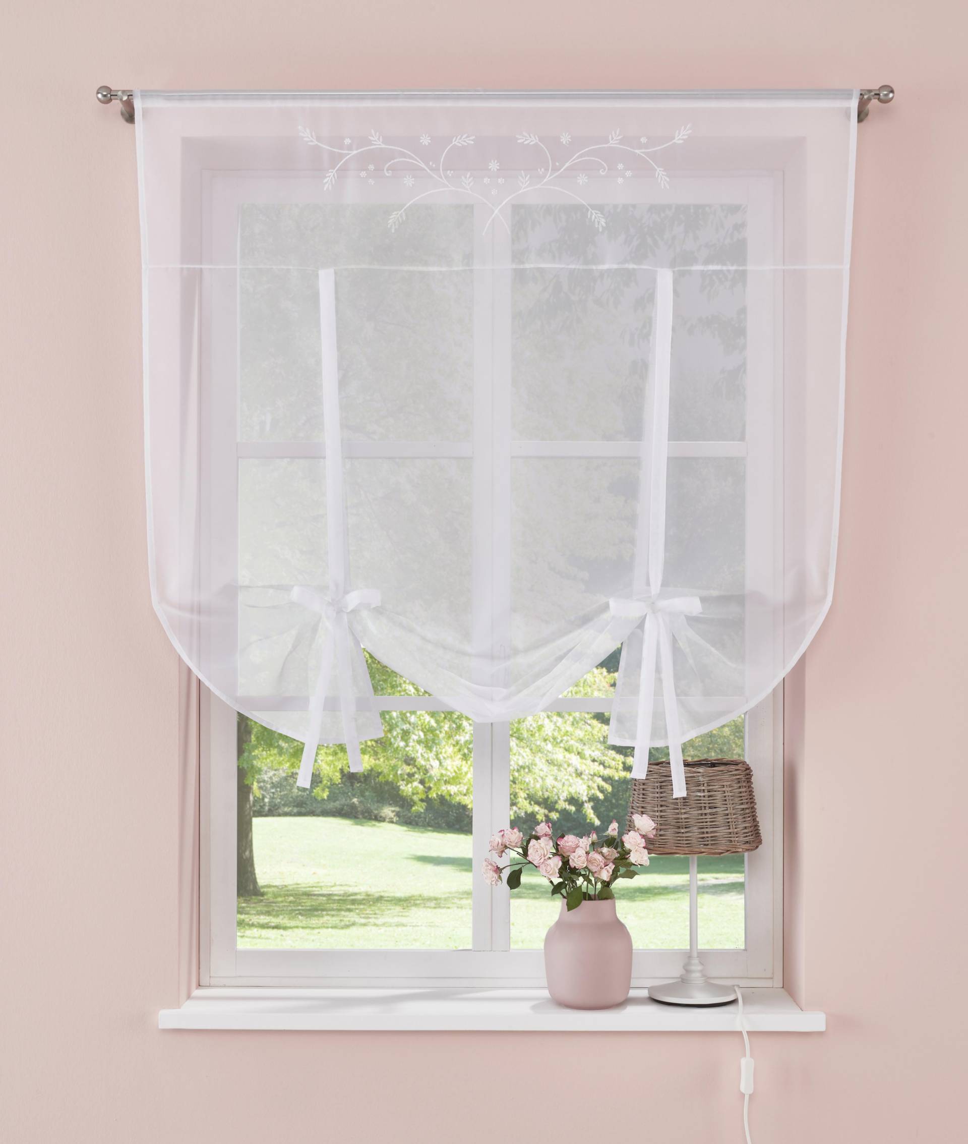 Home affaire Gardine »Lulu«, (1 St.), transparent, Voile mit Stickerei von home affaire