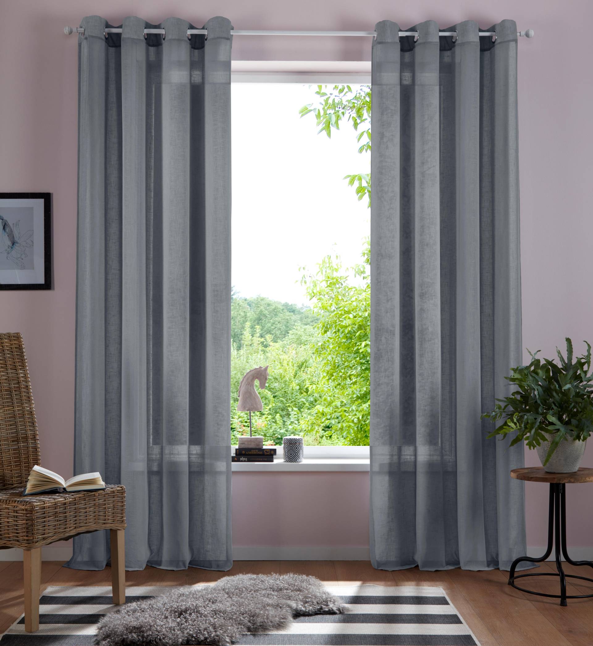 Home affaire Gardine »Mara«, (1 St.), transparent, Leinen Optik, monochrom, basic Home affaire Gardine »Mara«, (1 St.), transparent, Leinen Optik, monochrom, basic von home affaire
