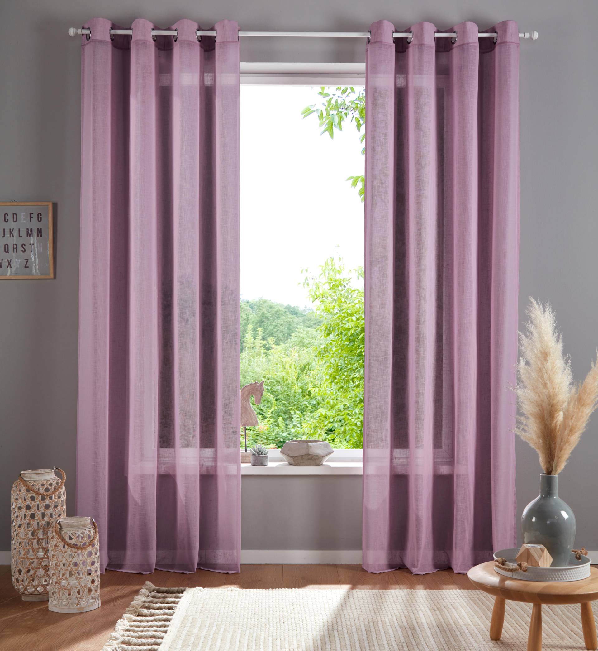 Home affaire Gardine »Mara«, (1 St.), transparent, Leinen Optik, monochrom, basic Home affaire Gardine »Mara«, (1 St.), transparent, Leinen Optik, monochrom, basic von home affaire