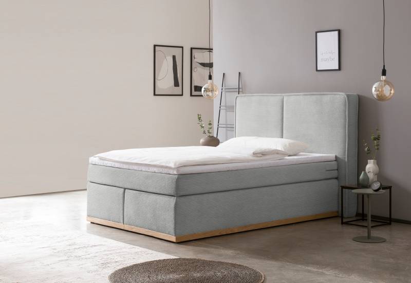 Home affaire Boxspringbett »SHERWOOD Hotelbett, Polsterbett«, Hochwertiger Cord,weiche Velours-Struktur, mit Topper, Eiche von home affaire