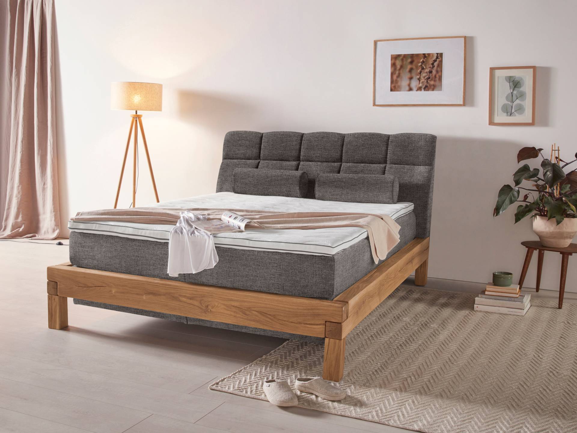 Home affaire Boxspringbett »Villads«, Liegefläche: 160/200 cm aus Balkeneiche, Inside-Boxspring-Unterbau von home affaire