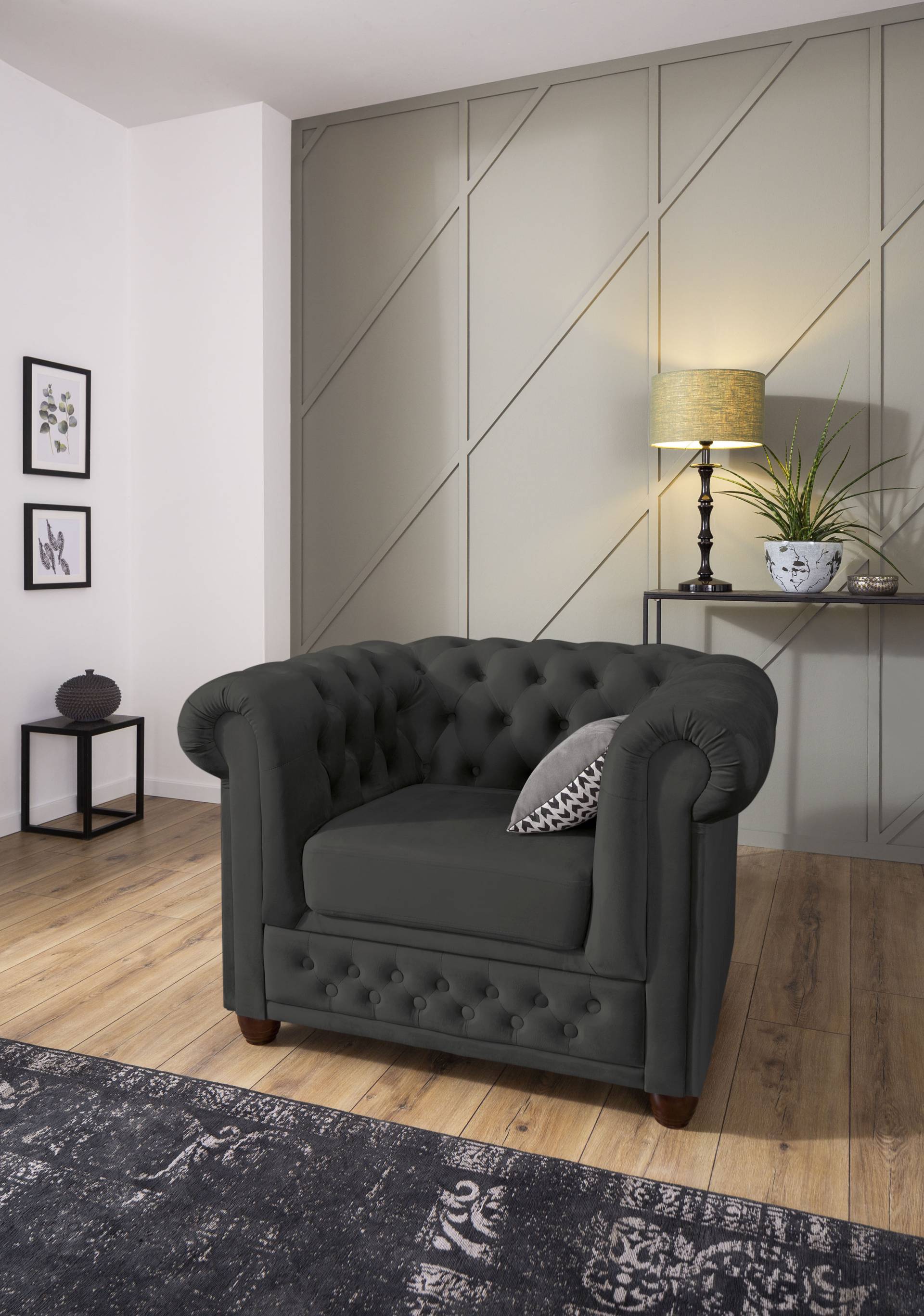 Home affaire Chesterfield-Sessel »New Castle Sessel«, hochwertige Knopfheftung, B/T/H: 104/86/72 cm von home affaire