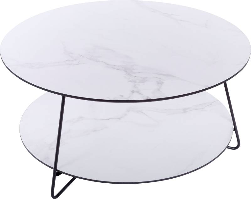 Home affaire Couchtisch, Couchtisch Rund, mit grau, weiss in Marmor Optik lackierter Tischplatte von home affaire