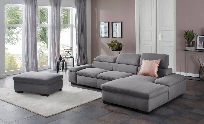 Home affaire Ecksofa »Alberto L-Form«, mit Kopfteilverstellung, wahlweise mit Bettfunktion von home affaire