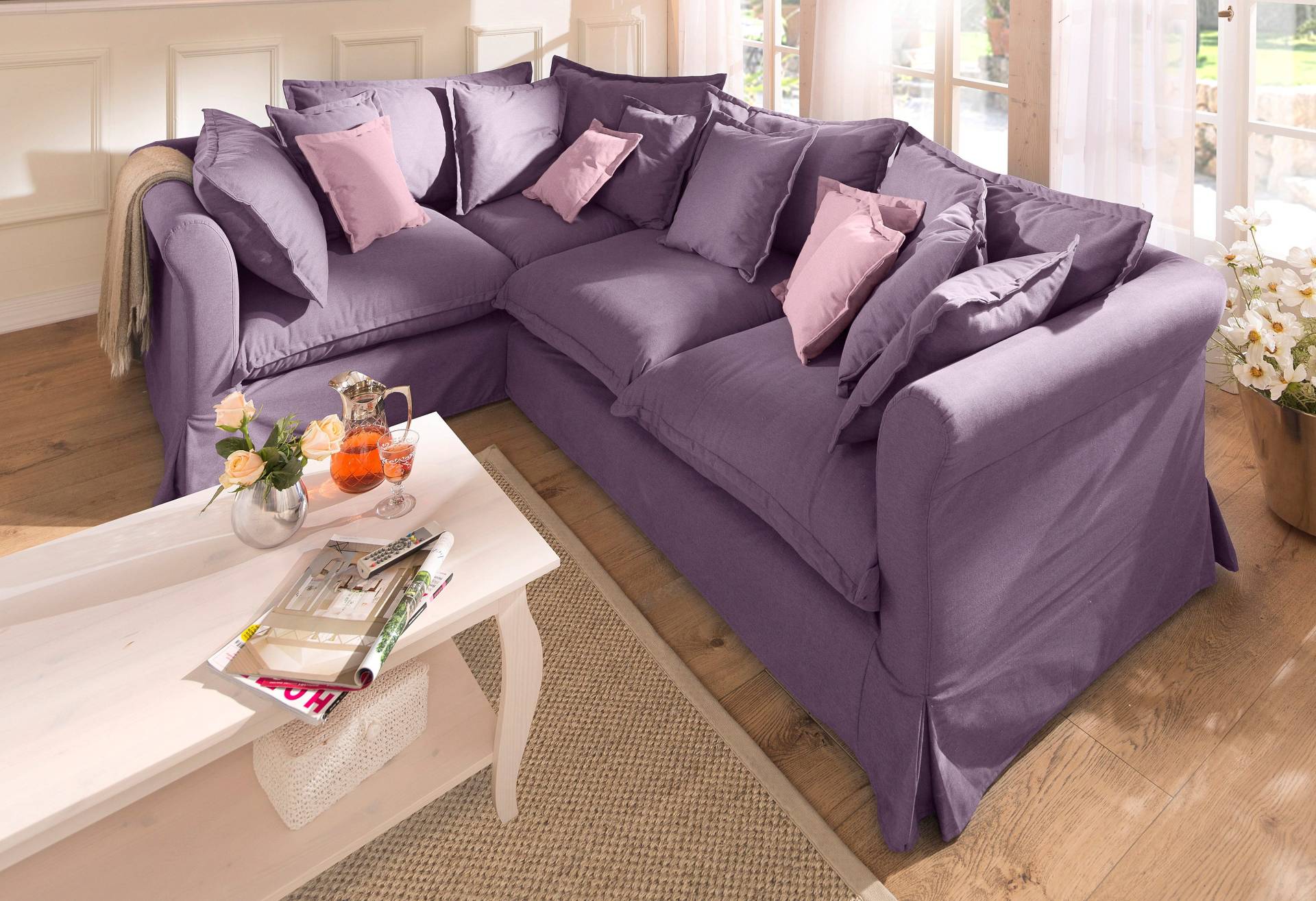 Home affaire Ecksofa »Luise L-Form«, mit vielen losen Kissen und abnehmbarer Husse von home affaire