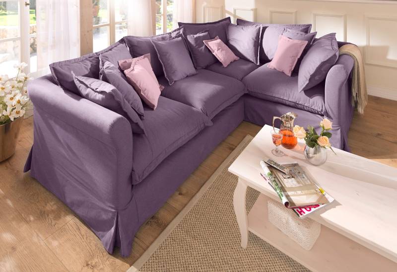 Home affaire Ecksofa »Luise L-Form«, mit vielen losen Kissen und abnehmbarer Husse von home affaire