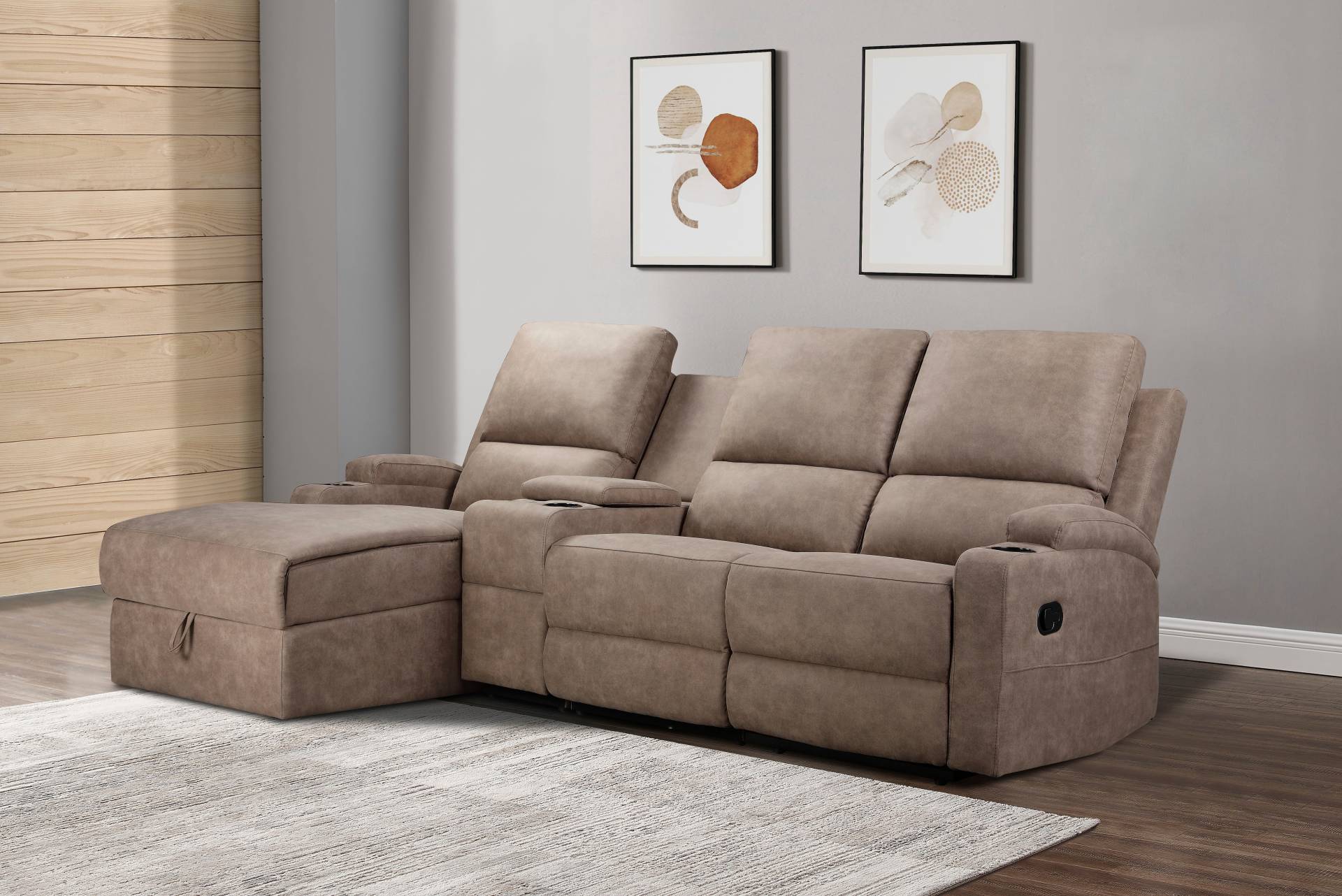 Home affaire Ecksofa »Napori Multimediasofa, 3er Kinosessel XXL, L-Form,«, Kinosofa mit Relaxfunktion, Getränkehalter, Staufach und Staukasten von home affaire