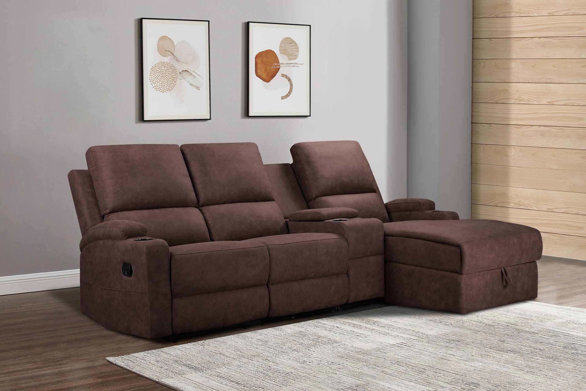 Home affaire Ecksofa »Napori Multimediasofa, 3er Kinosessel XXL, L-Form,«, Kinosofa mit Relaxfunktion, Getränkehalter, Staufach und Staukasten von home affaire