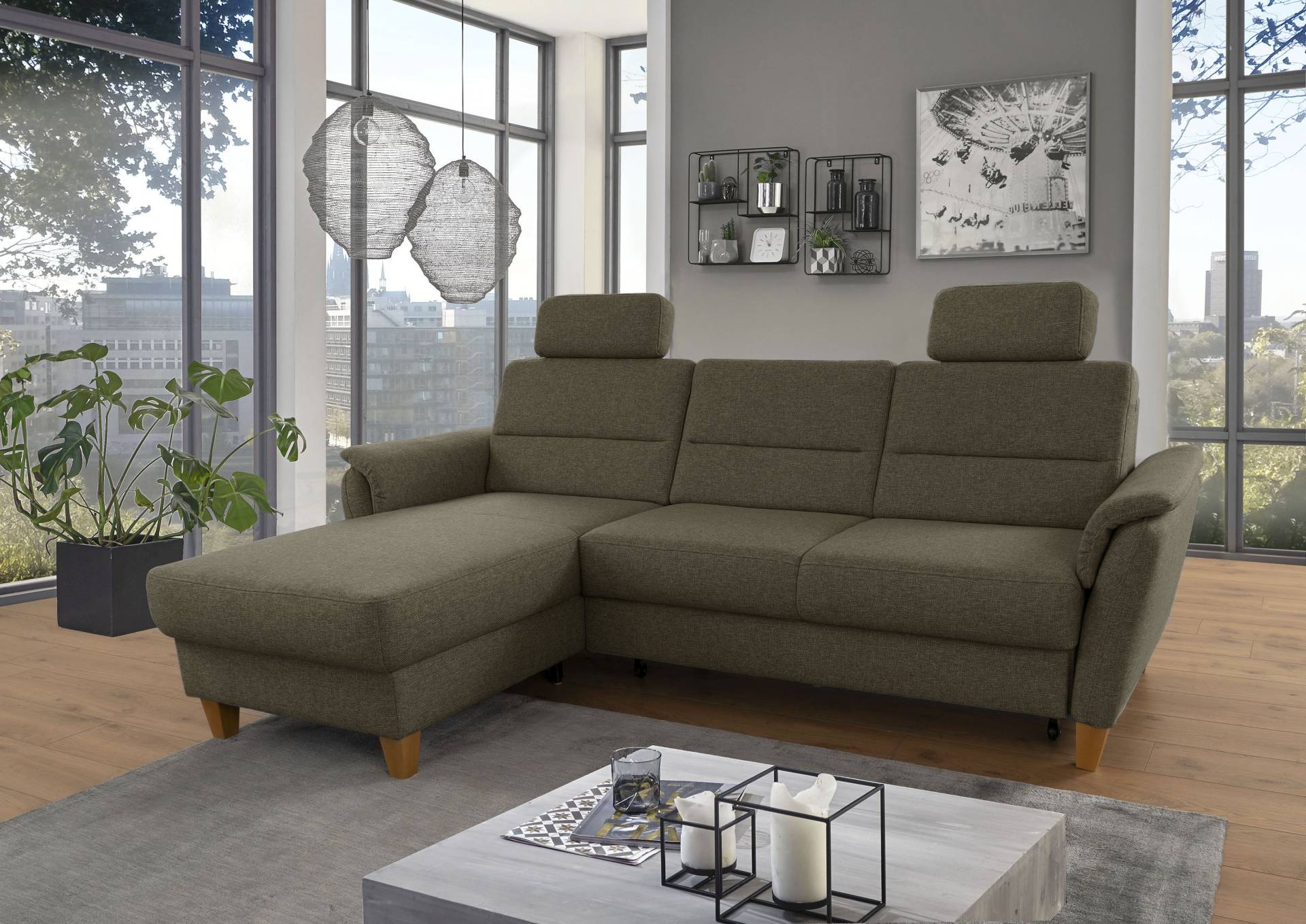 Home affaire Ecksofa »Palmera L-Form«, Federkern, wahlweise mit Bettfunktion und mit/ohne Bettkasten von home affaire