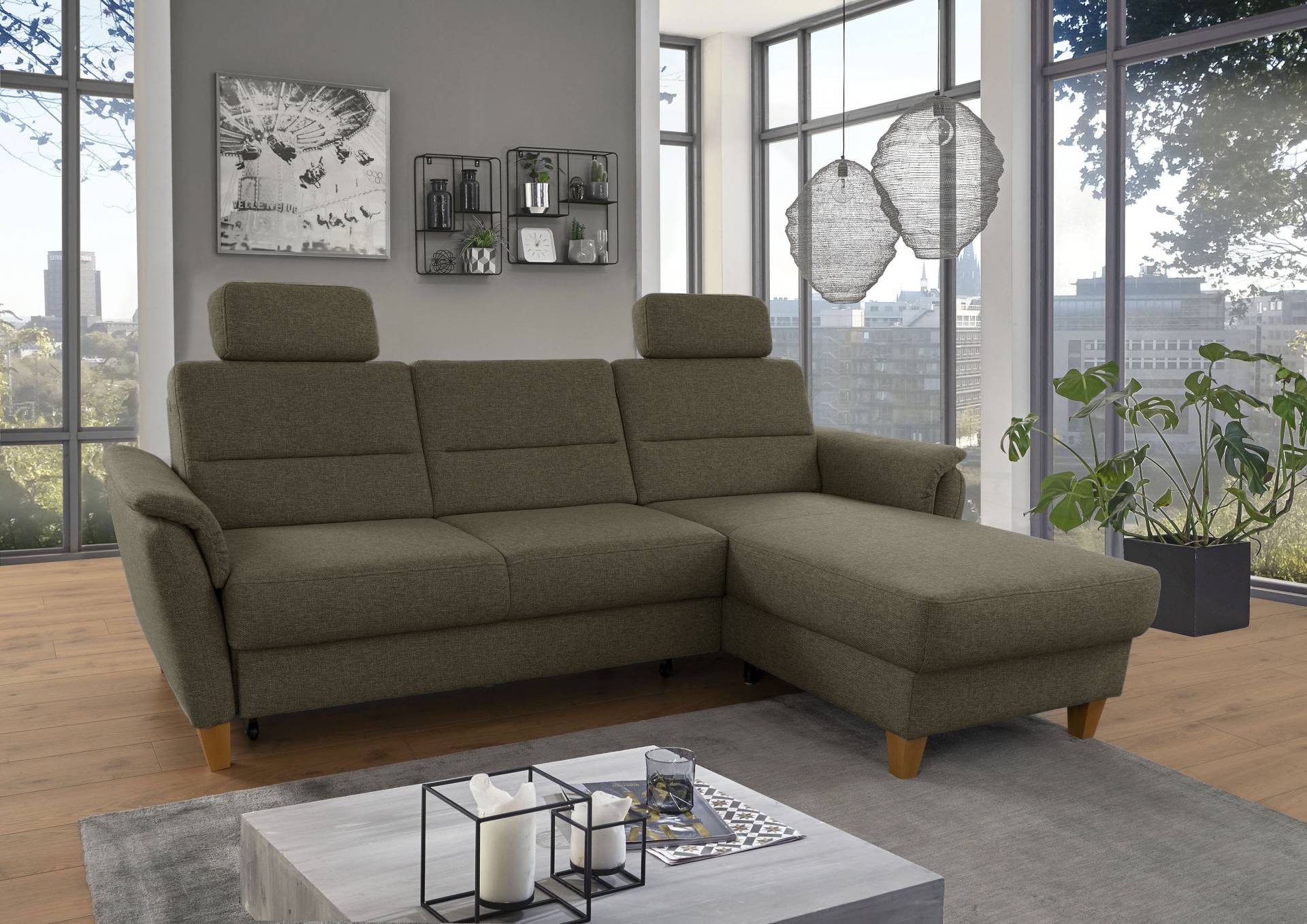 Home affaire Ecksofa »Palmera L-Form«, Federkern, wahlweise mit Bettfunktion und mit/ohne Bettkasten von home affaire