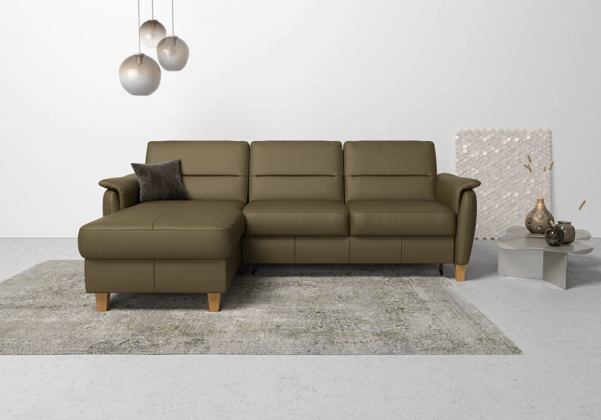 Home affaire Ecksofa »Palmera L-Form«, Federkern, wahlweise mit Bettfunktion und mit/ohne Bettkasten von home affaire