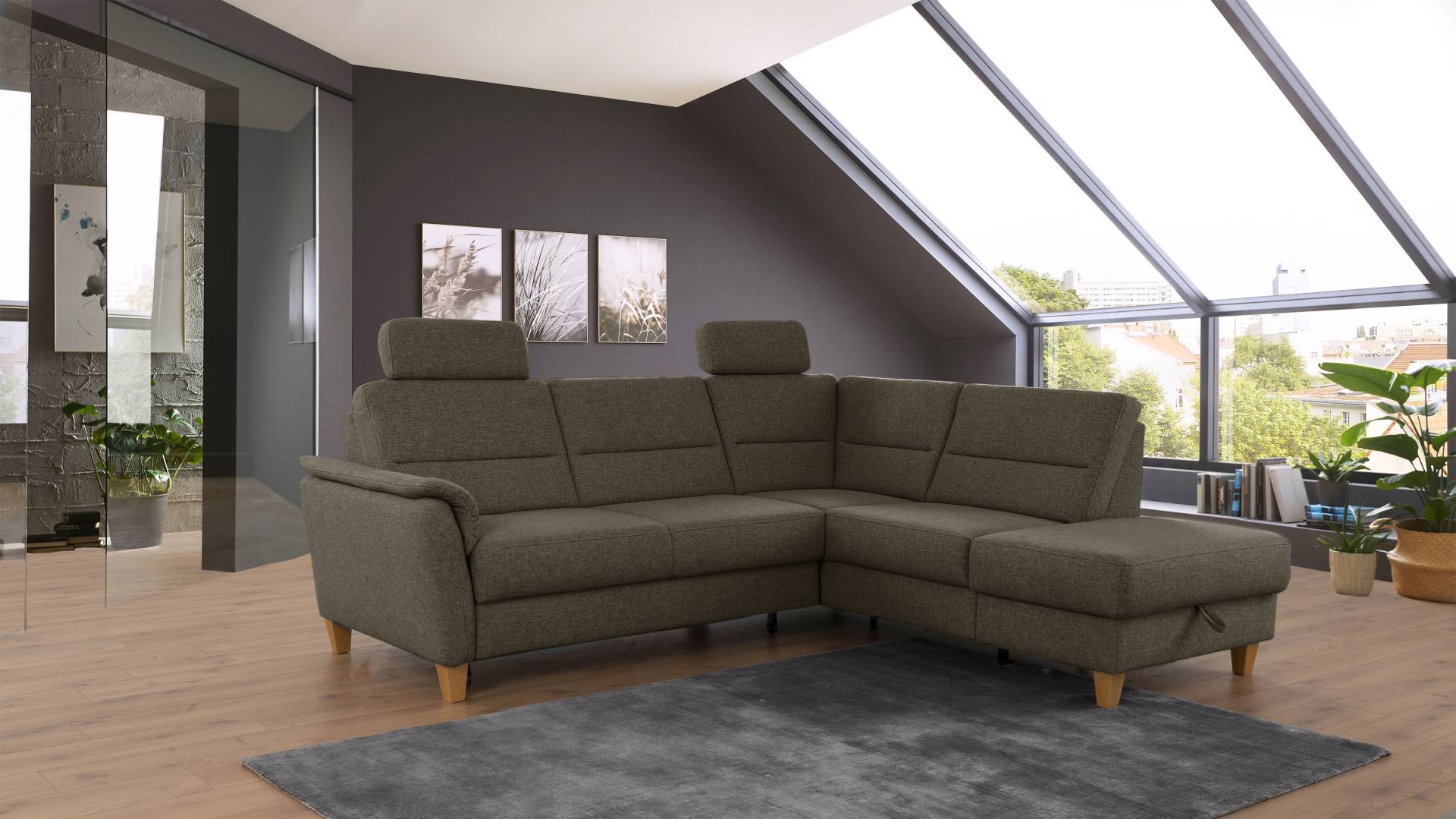 Home affaire Ecksofa »Palmera L-Form«, Federkern, wahlweise mit Bettfunktion und mit/ohne Stauraum von home affaire