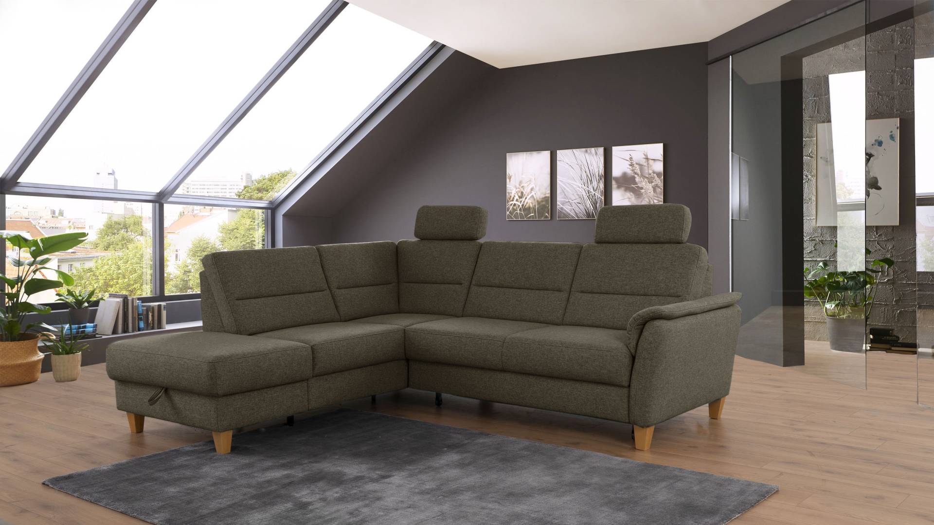 Home affaire Ecksofa »Palmera L-Form«, Federkern, wahlweise mit Bettfunktion und mit/ohne Stauraum von home affaire