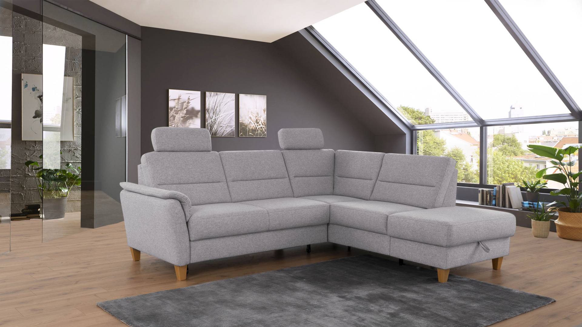 Home affaire Ecksofa »Palmera L-Form«, Federkern, wahlweise mit Bettfunktion und mit/ohne Stauraum von home affaire