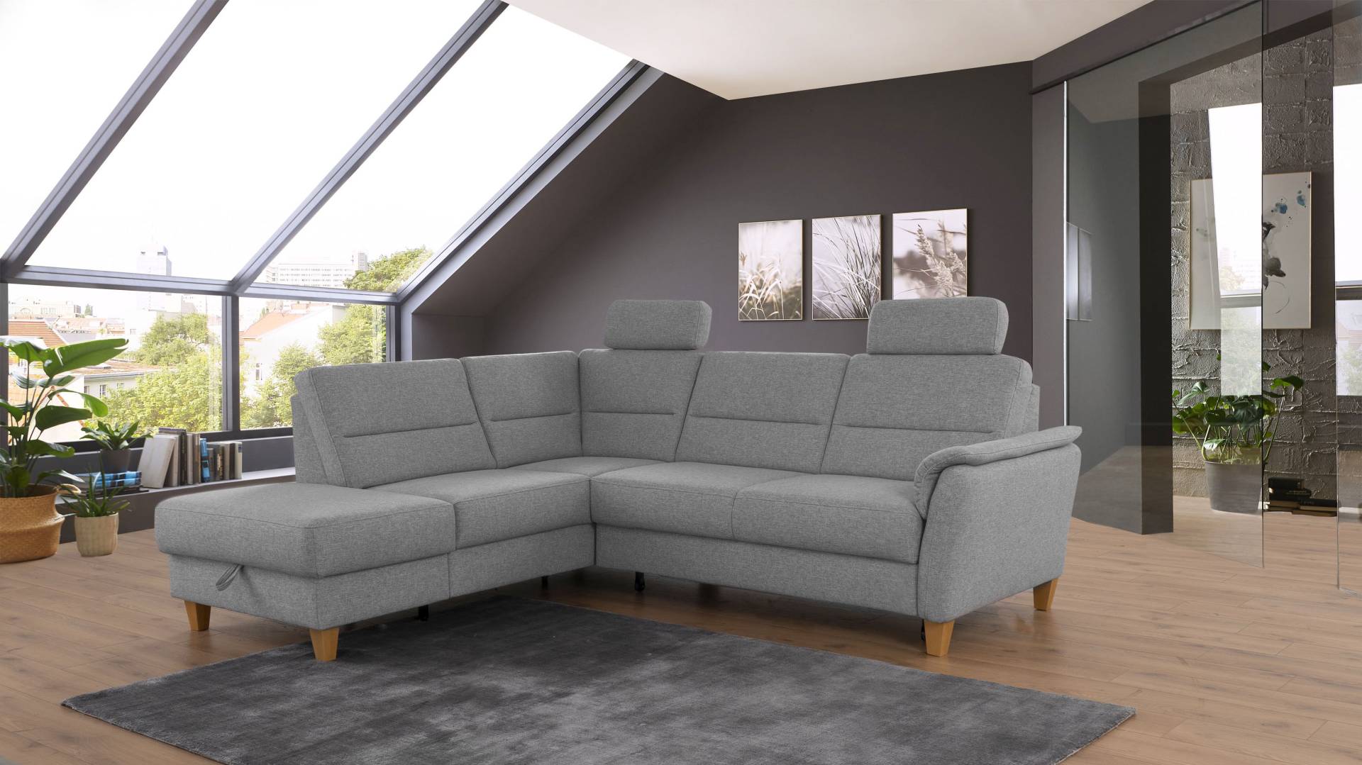 Home affaire Ecksofa »Palmera L-Form«, Federkern, wahlweise mit Bettfunktion und mit/ohne Stauraum von home affaire