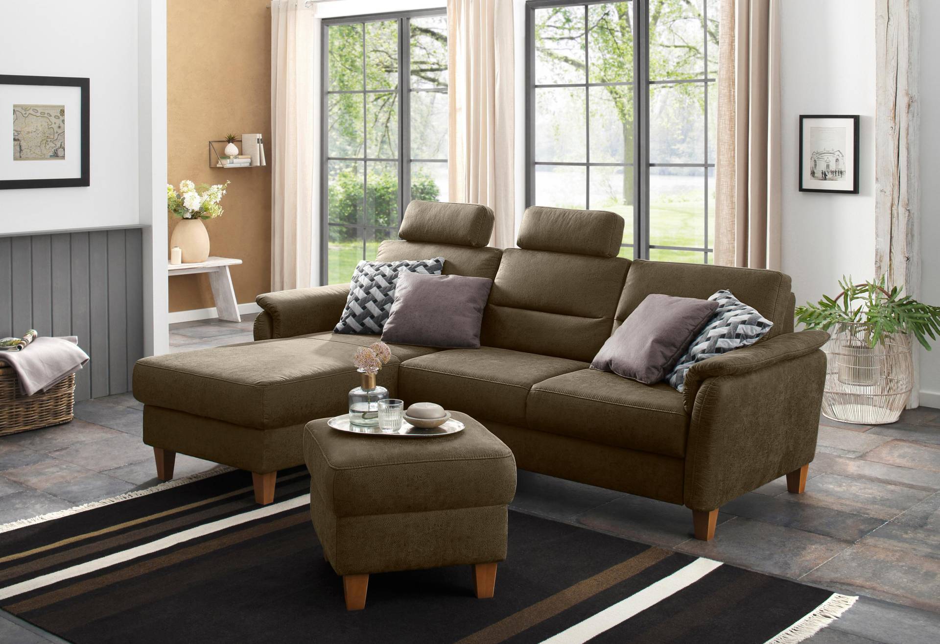 Home affaire Ecksofa »Palmera L-Form«, Federkern, wahlweise mit Bettfunktion und mit/ohne Bettkasten von home affaire