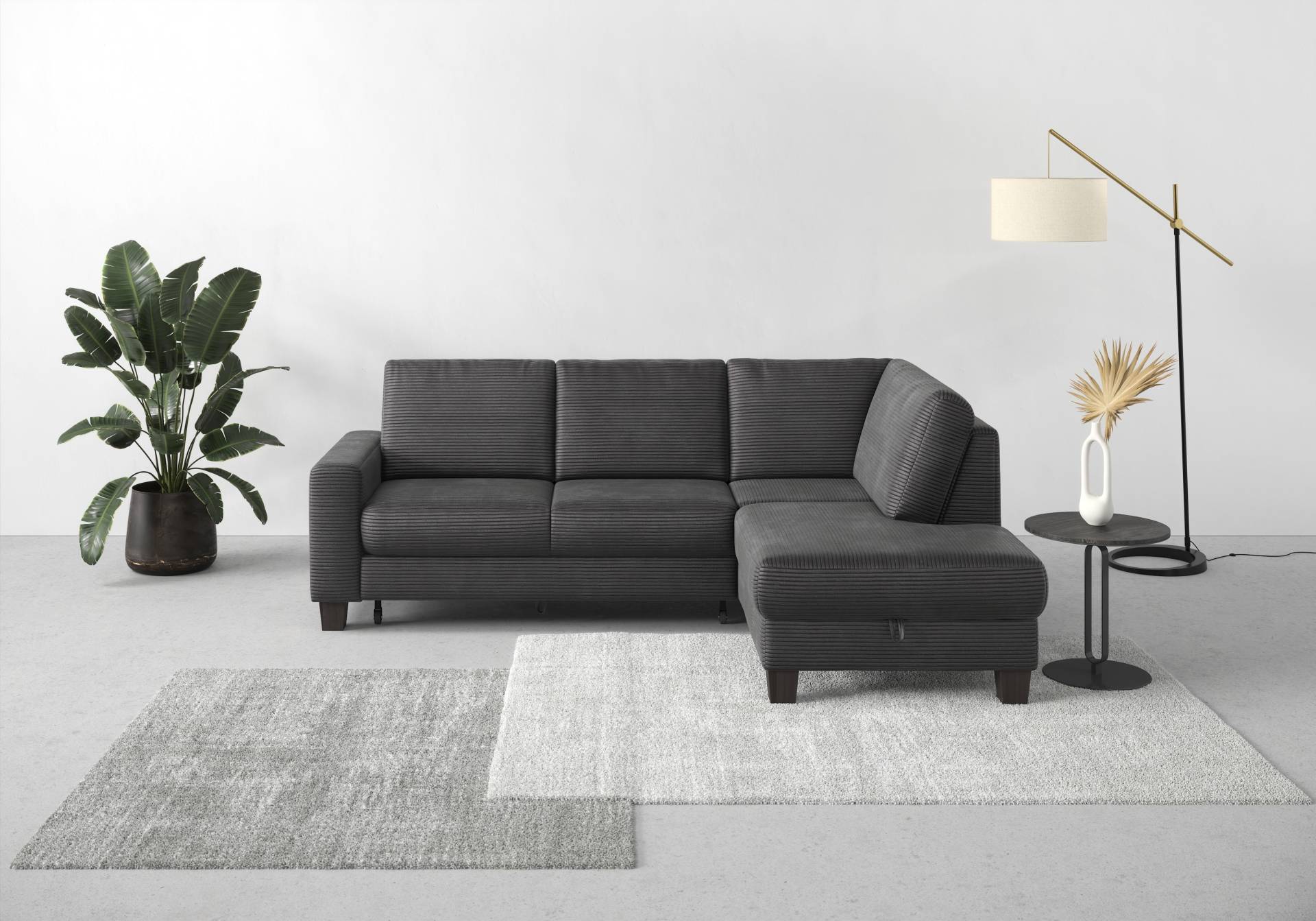 Home affaire Ecksofa »Summer L-Form«, mit Ottomane, mit oder ohne Bettfunktion und Bettkasten, Cord-Bezug von home affaire