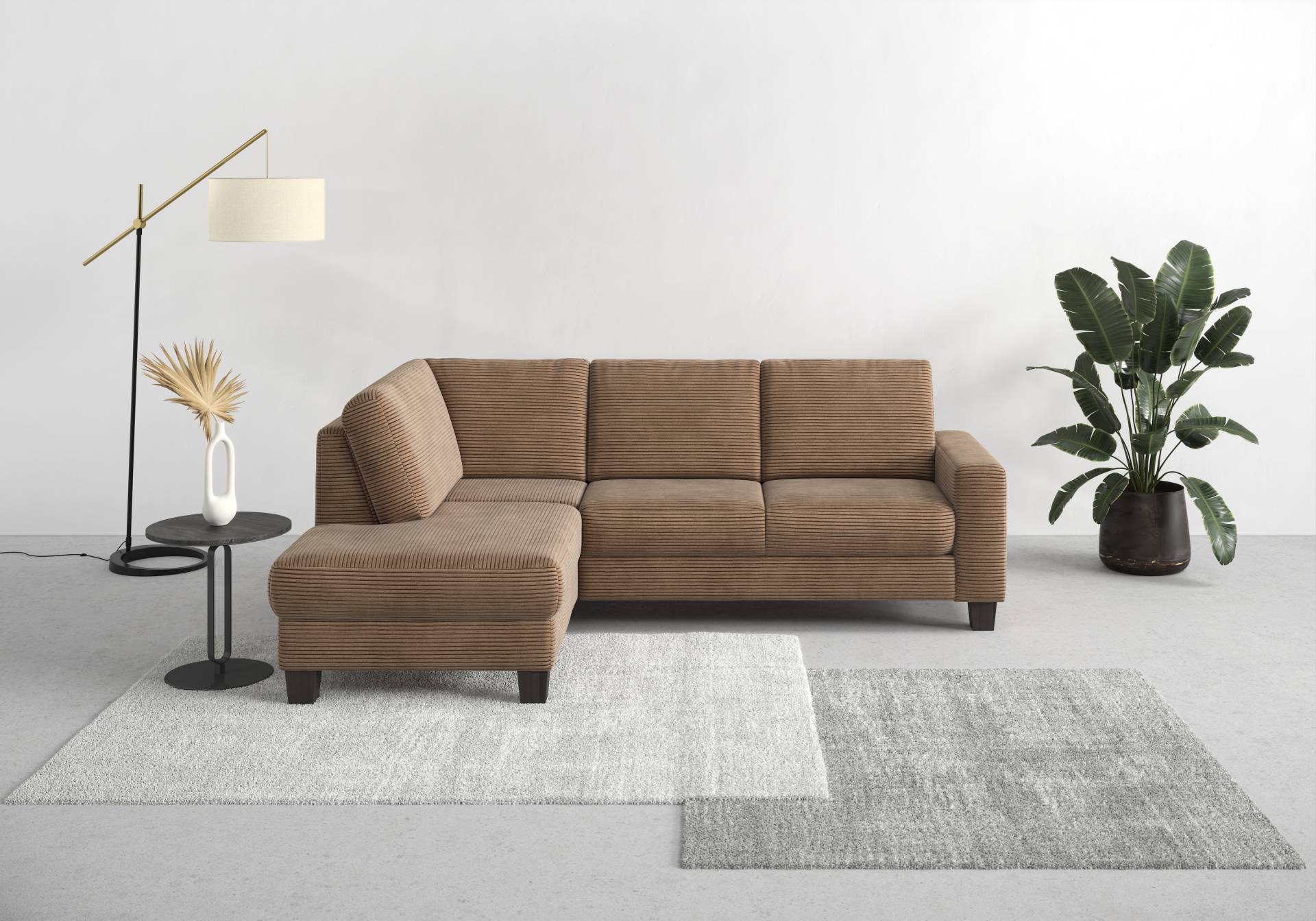 Home affaire Ecksofa »Summer L-Form«, mit Ottomane, mit oder ohne Bettfunktion und Bettkasten, Cord-Bezug von home affaire