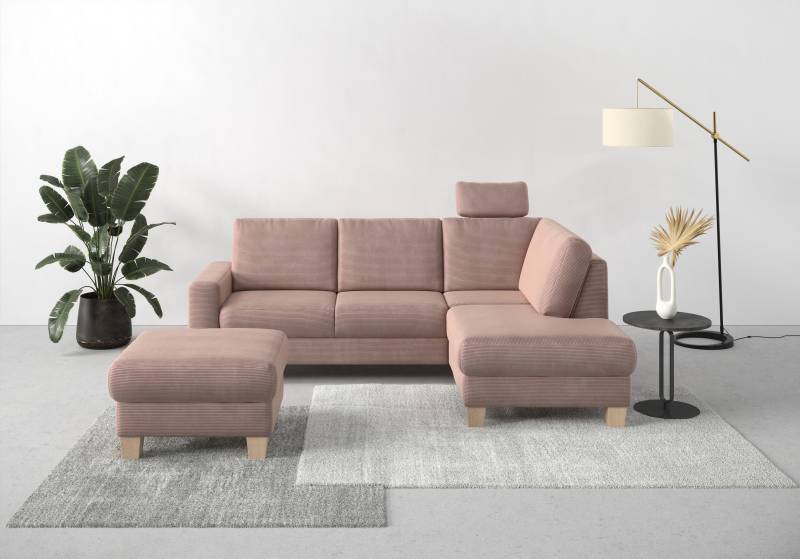 Home affaire Ecksofa »Summer L-Form«, mit Ottomane, wahlweise mit Bettfunktion und Bettkasten, Cord-Bezug von home affaire