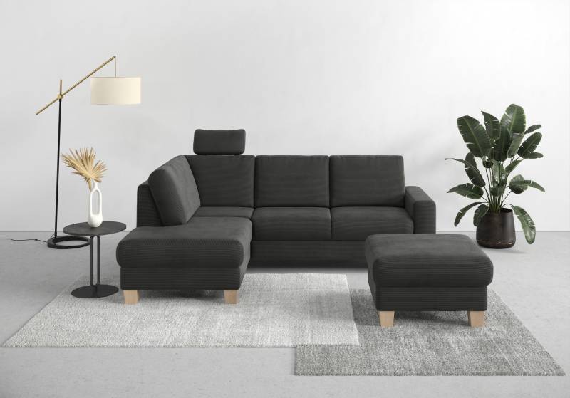 Home affaire Ecksofa »Summer L-Form«, mit Ottomane, wahlweise mit Bettfunktion und Bettkasten, Cord-Bezug von home affaire