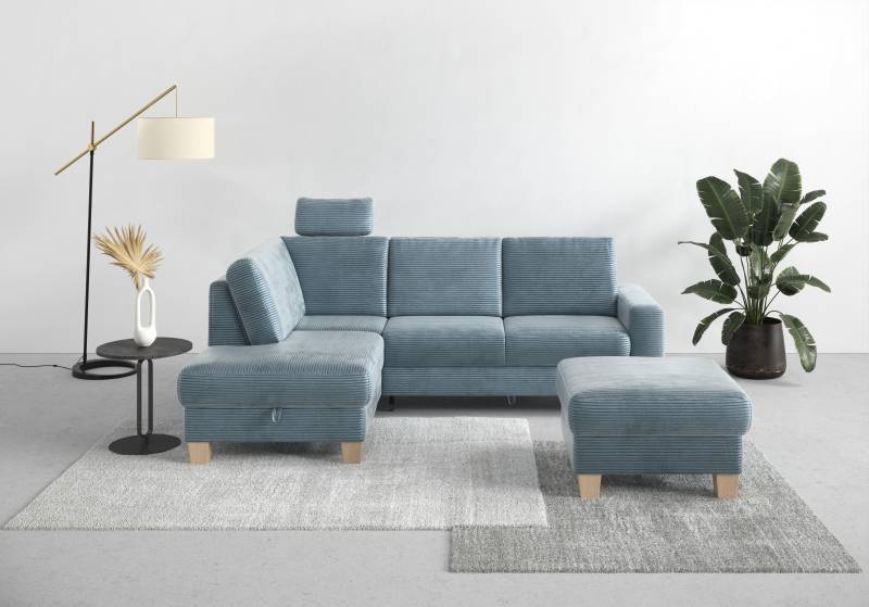 Home affaire Ecksofa »Summer L-Form«, mit Ottomane, wahlweise mit Bettfunktion und Bettkasten, Cord-Bezug von home affaire