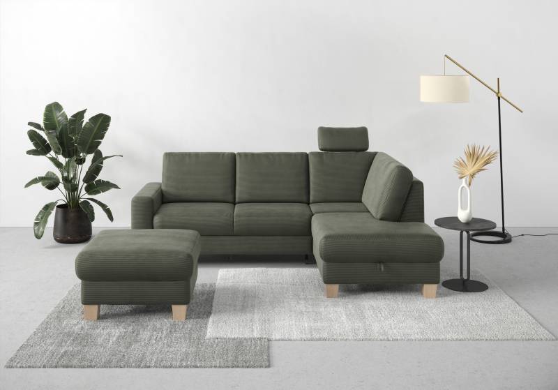 Home affaire Ecksofa »Summer L-Form«, mit Ottomane, wahlweise mit Bettfunktion und Bettkasten, Cord-Bezug von home affaire