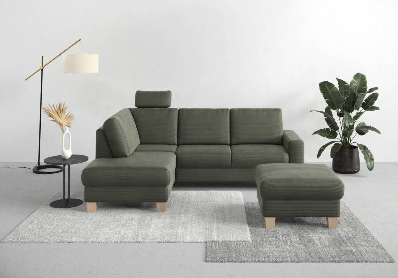 Home affaire Ecksofa »Summer L-Form«, mit Ottomane, wahlweise mit Bettfunktion und Bettkasten, Cord-Bezug von home affaire