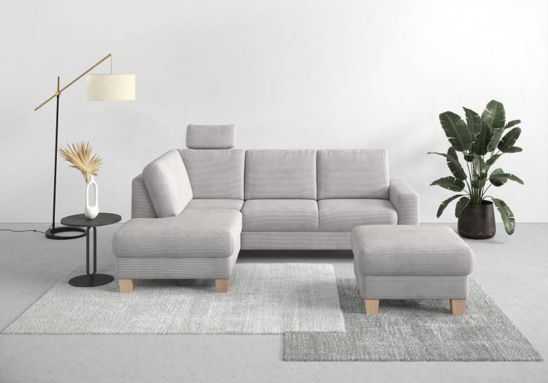 Home affaire Ecksofa »Summer L-Form«, mit Ottomane, wahlweise mit Bettfunktion und Bettkasten, Cord-Bezug von home affaire