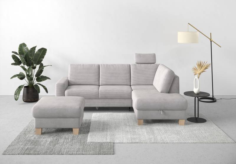 Home affaire Ecksofa »Summer L-Form«, mit Ottomane, wahlweise mit Bettfunktion und Bettkasten, Cord-Bezug von home affaire