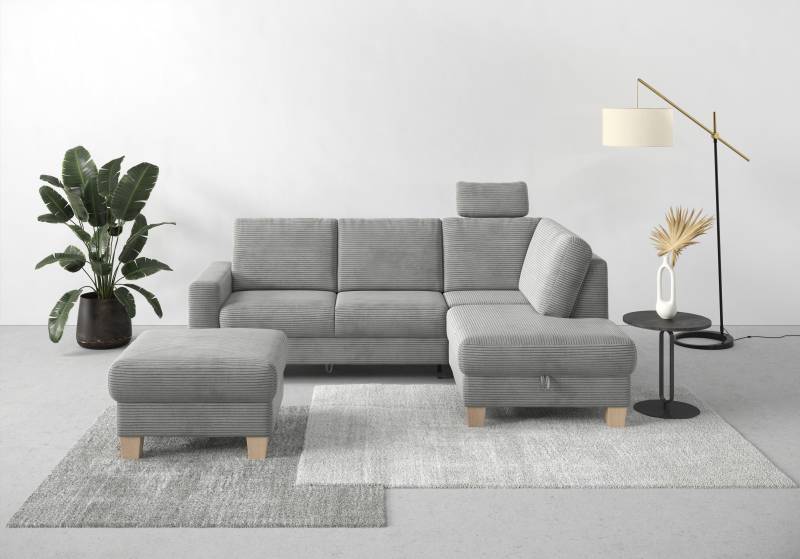 Home affaire Ecksofa »Summer L-Form«, mit Ottomane, wahlweise mit Bettfunktion und Bettkasten, Cord-Bezug von home affaire