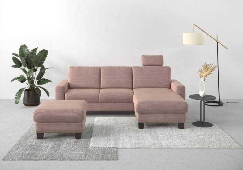 Home affaire Ecksofa »Summer L-Form«, mit Recamiere, mit oder ohne Bettfunktion und Bettkasten, Cord-Bezug von home affaire