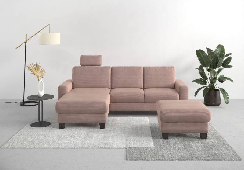 Home affaire Ecksofa »Summer L-Form«, mit Recamiere, mit oder ohne Bettfunktion und Bettkasten, Cord-Bezug von home affaire