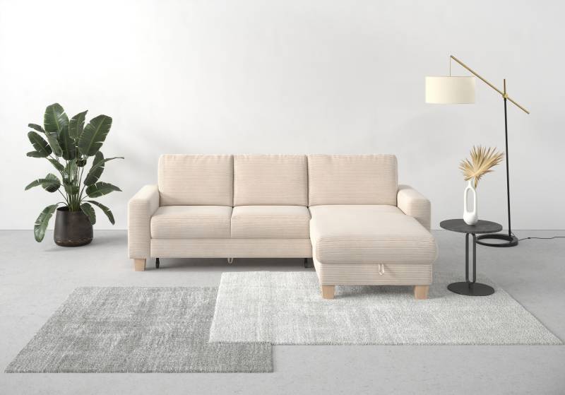 Home affaire Ecksofa »Summer L-Form«, mit Recamiere, mit oder ohne Bettfunktion und Bettkasten, Cord-Bezug von home affaire