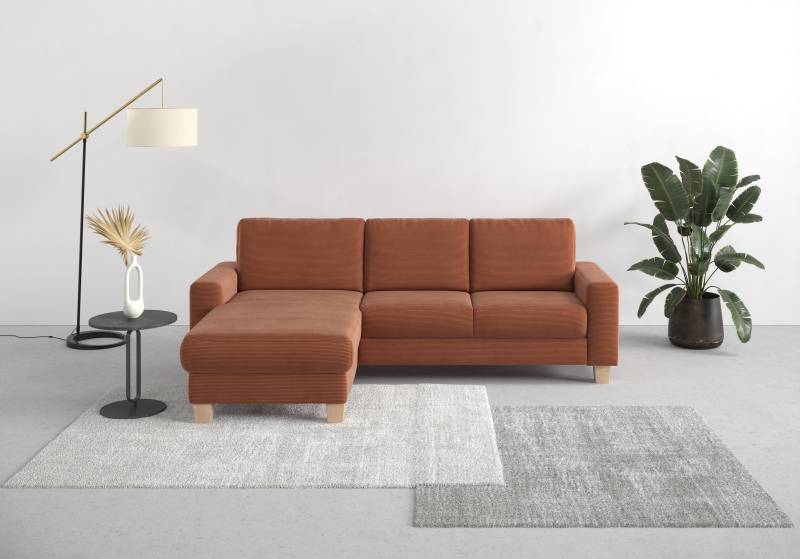 Home affaire Ecksofa »Summer L-Form«, mit Recamiere, mit oder ohne Bettfunktion und Bettkasten, Cord-Bezug von home affaire