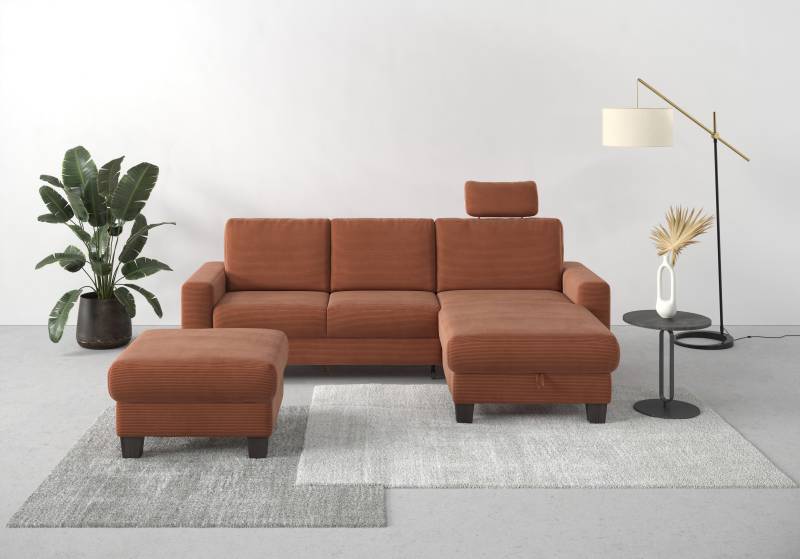 Home affaire Ecksofa »Summer L-Form«, mit Recamiere, mit oder ohne Bettfunktion und Bettkasten, Cord-Bezug von home affaire