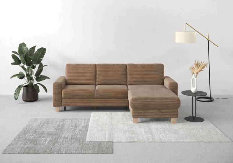 Home affaire Ecksofa »Summer L-Form«, mit Recamiere, mit oder ohne Bettfunktion und Bettkasten, Cord-Bezug von home affaire