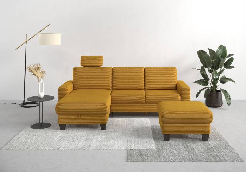 Home affaire Ecksofa »Summer L-Form«, mit Recamiere, mit oder ohne Bettfunktion und Bettkasten, Cord-Bezug von home affaire